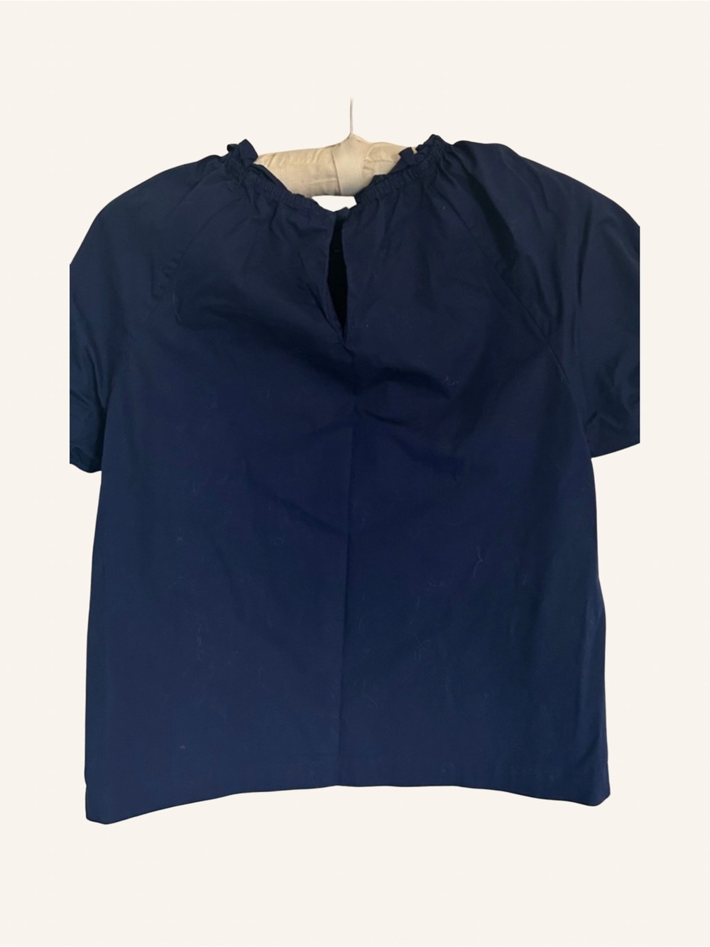 Hill House Navy Short-Sleeve Round Collar Ruffled Top Size Small - Picture 3 of 13